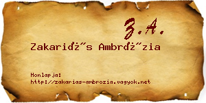 Zakariás Ambrózia névjegykártya
